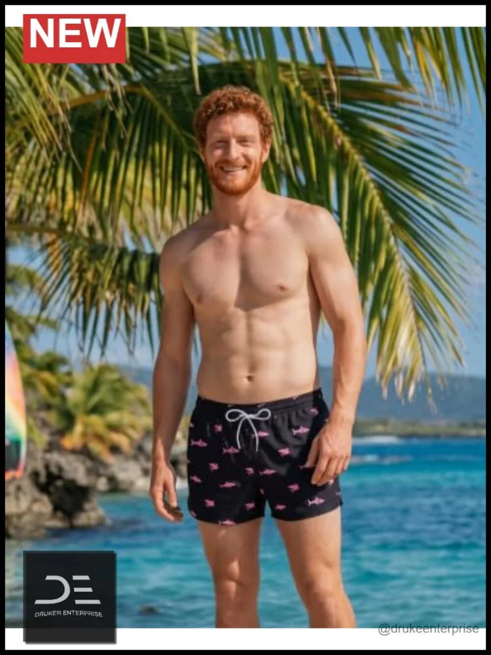 Men's Swim Trunks 2 in 1 with 4